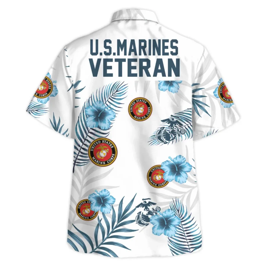 Hawaii Pattern Summer Beach Shirt Veteran U.S. Marine Corps All Over Prints Oversized Hawaiian Shirt