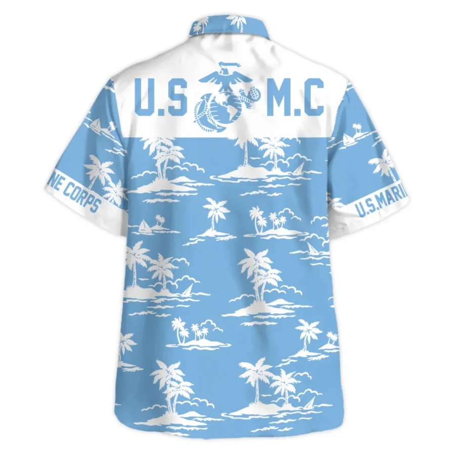 Hawaii Pattern Summer Beach Shirt Veteran U.S. Marine Corps All Over Prints Oversized Hawaiian Shirt