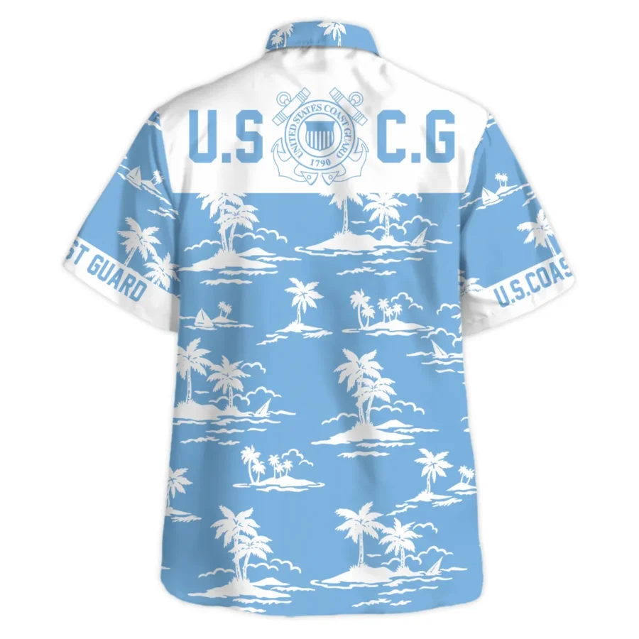 Hawaii Pattern Summer Beach Shirt Veteran U.S. Coast Guard All Over Prints Oversized Hawaiian Shirt