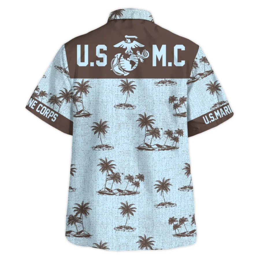 Hawaii Pattern Summer Beach Shirt Veteran U.S. Marine Corps All Over Prints Oversized Hawaiian Shirt