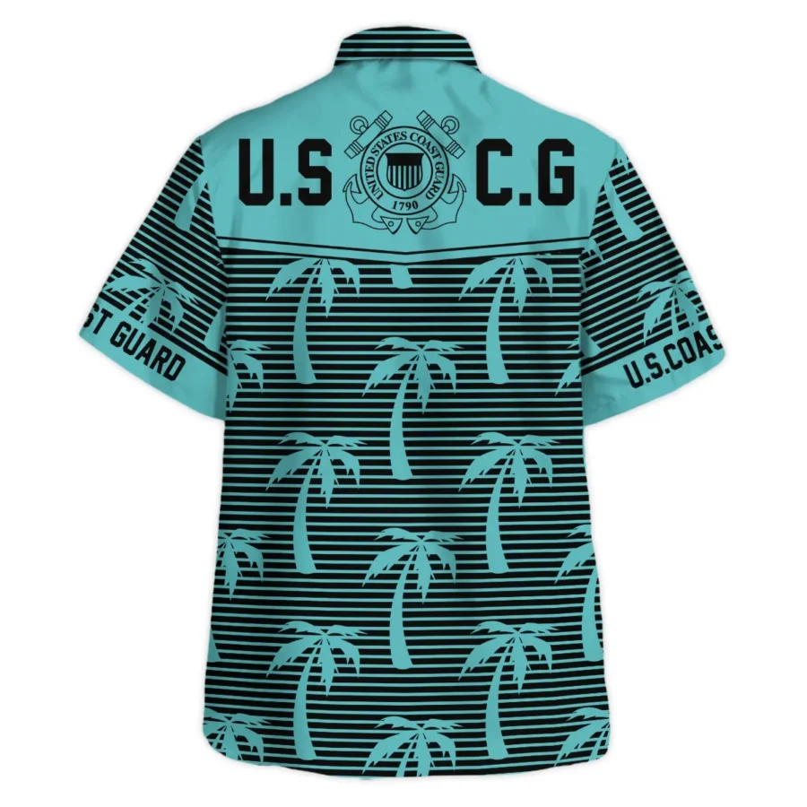 Hawaii Palm Tree Pattern Summer Beach Shirt Veteran U.S. Coast Guard All Over Prints Oversized Hawaii Palm Treean Shirt