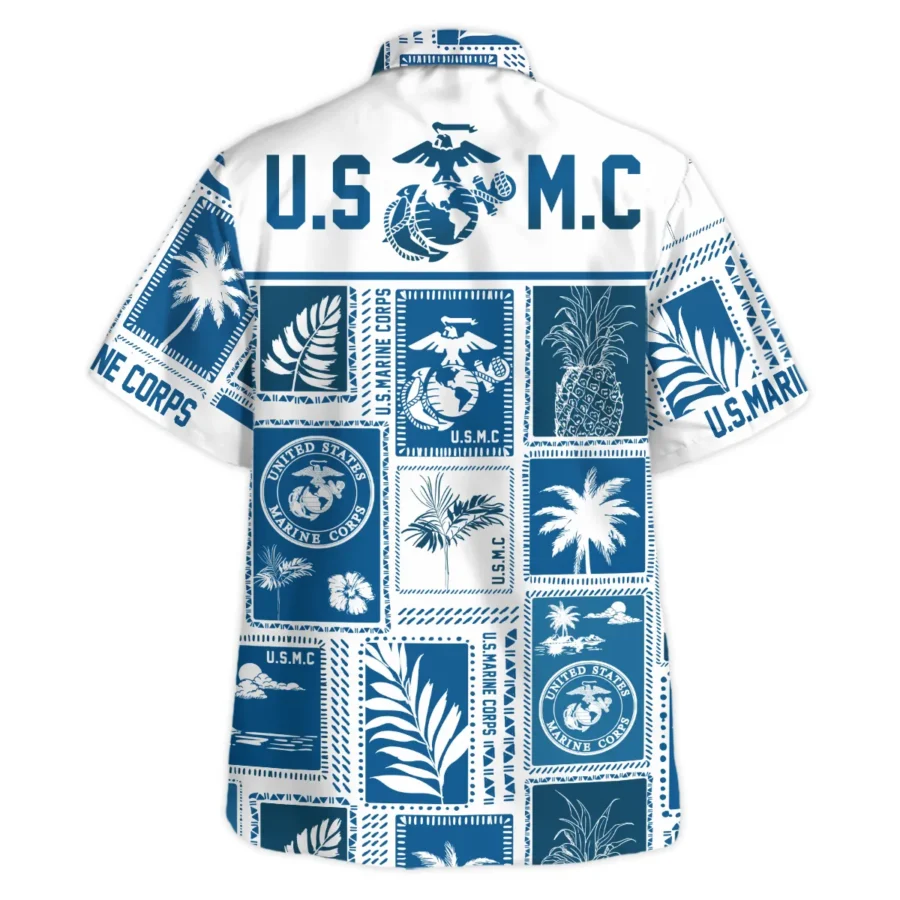 Hawaii Style Pattern U.S. Marine Corps Oversized Hawaiian Shirt All Over Prints Gift Loves