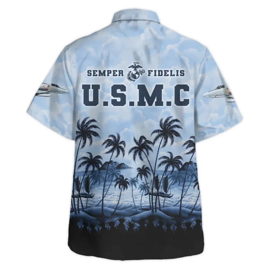 A-4 Skyhawk Hawaii Style Palm Tree U.S. Marine Corps Oversized Hawaiian Shirt All Over Prints Gift Loves