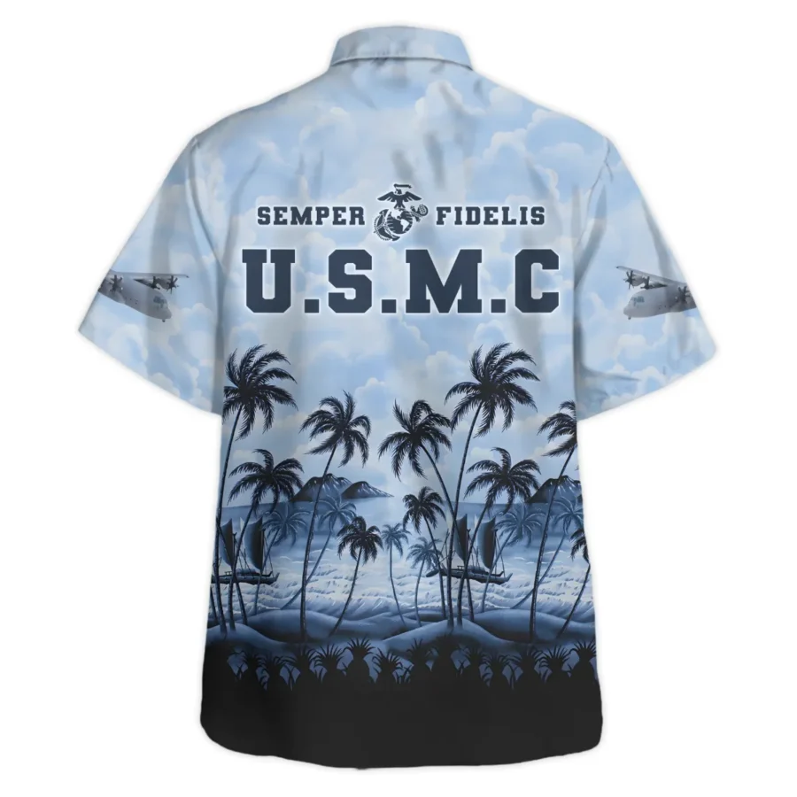 KC-130 Hercules Hawaii Style Palm Tree U.S. Marine Corps Oversized Hawaiian Shirt All Over Prints Gift Loves