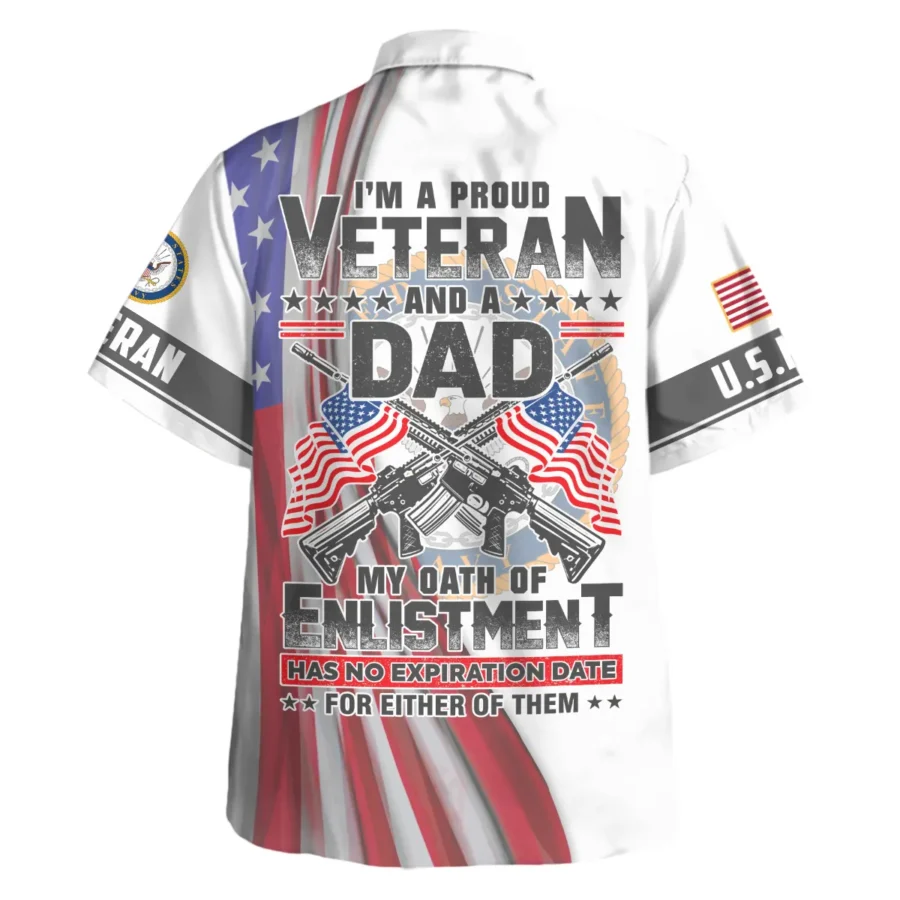 I Am Proud Veteran And A Dad U.S. Navy All Over Prints Oversized Hawaiian Shirt