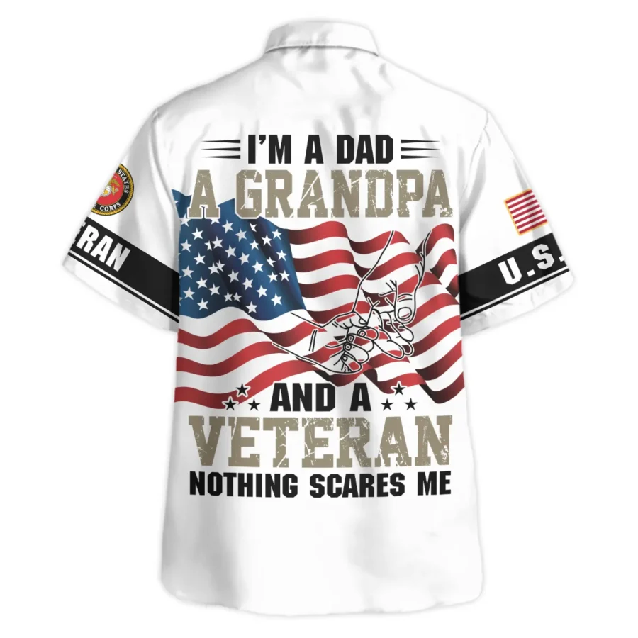 Proudly Served I Am A Dad A Grandpa And A Veteran U.S. Marine Corps All Over Prints Oversized Hawaiian Shirt