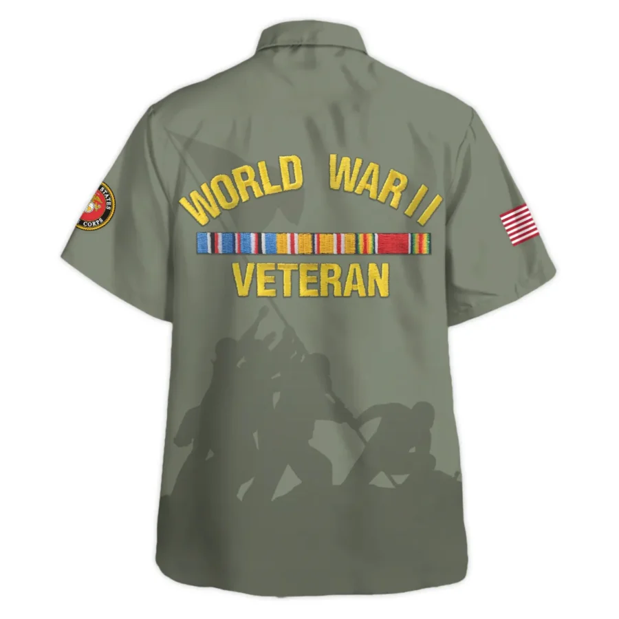 Veteran World War II U.S. Marine Corps All Over Prints Oversized Hawaiian Shirt