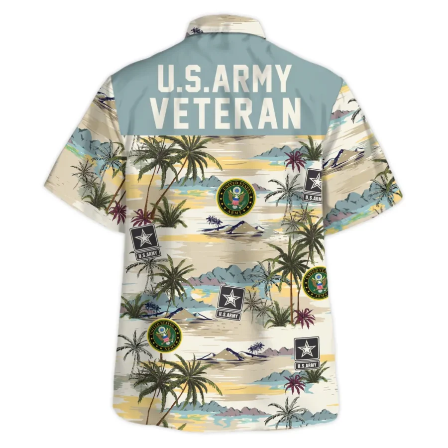 Hawaii Pattern Summer Beach Shirt Veteran U.S. Army All Over Prints Oversized Hawaiian Shirt