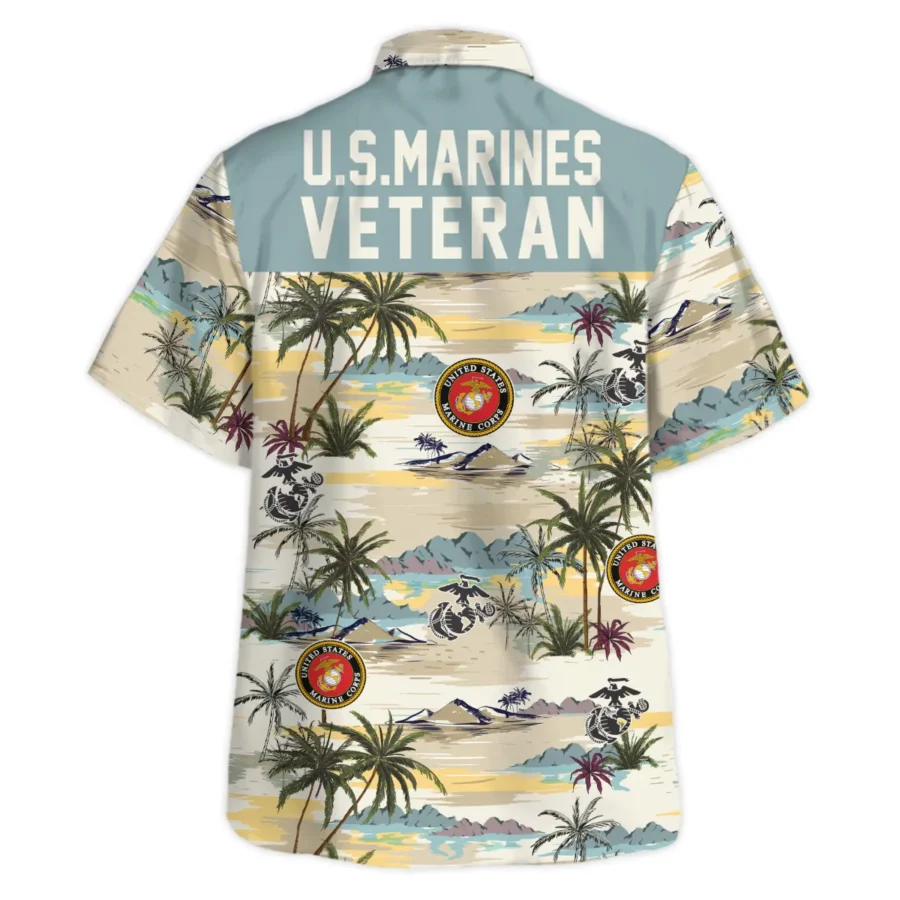 Hawaii Pattern Summer Beach Shirt Veteran U.S. Marine Corps All Over Prints Oversized Hawaiian Shirt