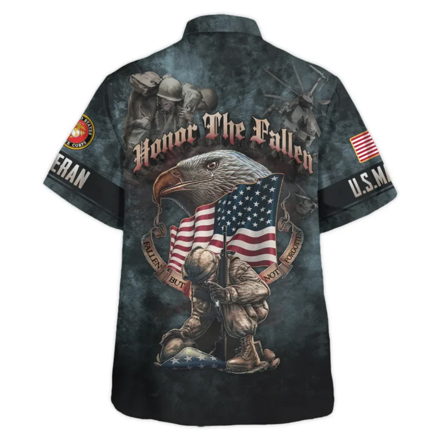 Veteran Dad Grandpa Man Of God Honor The Fallen U.S. Marine Corps All Over Prints Oversized Hawaiian Shirt