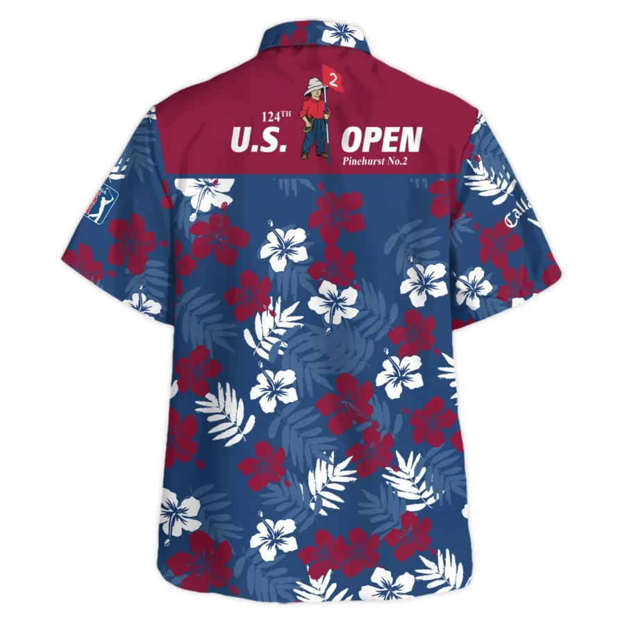 Flower Blue Red White Tropical 124th U.S. Open Pinehurst Callaway Oversized Hawaiian Shirt All Over Prints Gift Loves