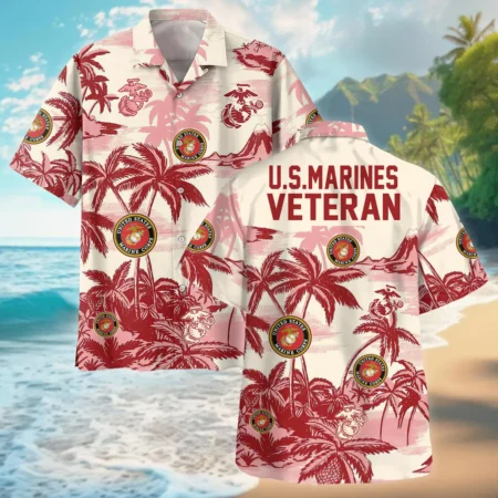 Hawaii Pattern Summer Beach Shirt Veteran U.S. Marine Corps All Over Prints Oversized Hawaiian Shirt