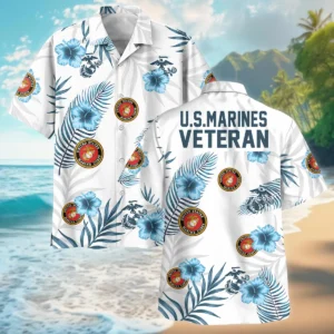 Hawaii Pattern Summer Beach Shirt Veteran U.S. Marine Corps All Over Prints Unisex T-Shirt