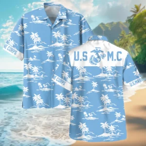 Hawaii Pattern Summer Beach Shirt Veteran U.S. Marine Corps All Over Prints Unisex T-Shirt