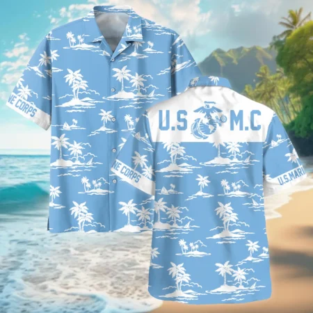 Hawaii Pattern Summer Beach Shirt Veteran U.S. Marine Corps All Over Prints Oversized Hawaiian Shirt