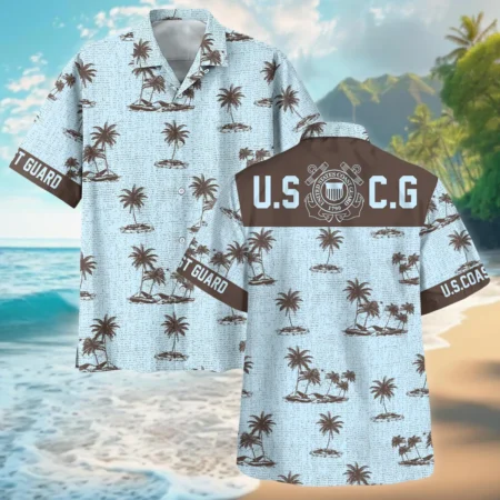 Hawaii Pattern Summer Beach Shirt Veteran U.S. Coast Guard All Over Prints Oversized Hawaiian Shirt