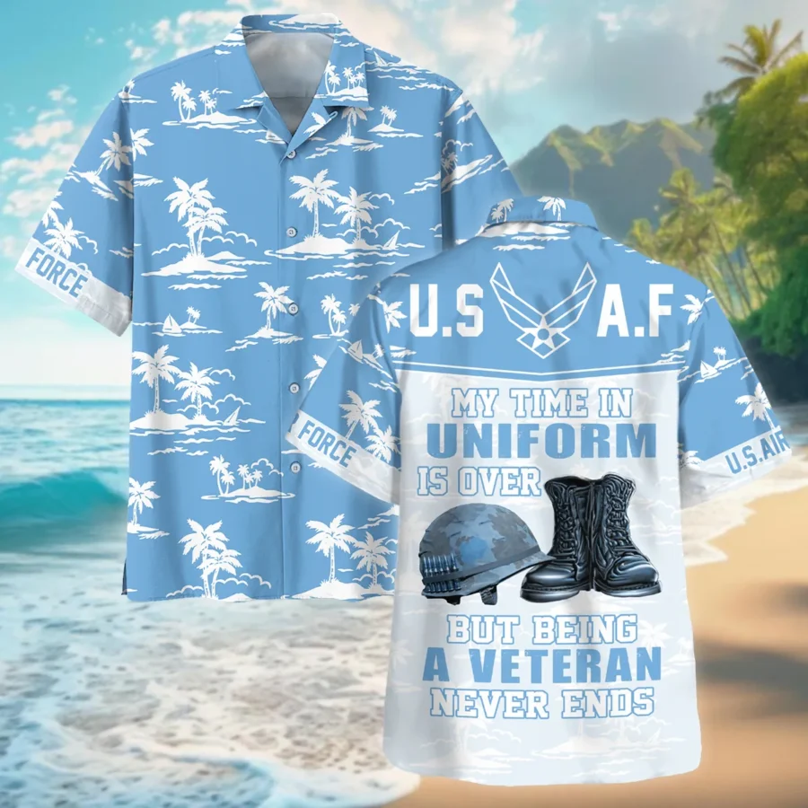 Hawaii Pattern Summer Beach Shirt Veteran U.S. Air Force All Over Prints Oversized Hawaiian Shirt