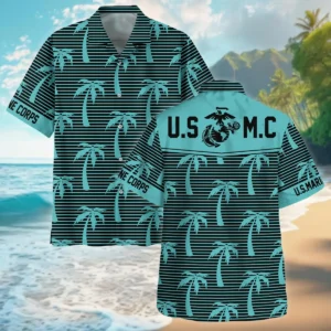 Hawaii Palm Tree Pattern Summer Beach Shirt Veteran U.S. Marine Corps All Over Prints Unisex T-Shirt