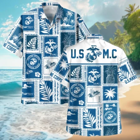 Hawaii Style Pattern U.S. Marine Corps Oversized Hawaiian Shirt All Over Prints Gift Loves