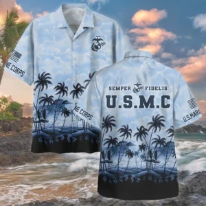 Hawaii Style Palm Tree U.S. Marine Corps Beach Short All Over Prints Gift Loves