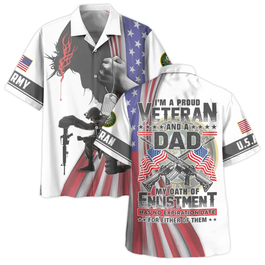 I Am Proud Veteran And A Dad U.S. Army All Over Prints Oversized Hawaiian Shirt