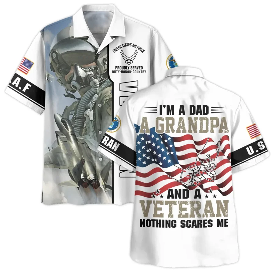 Proudly Served I Am A Dad A Grandpa And A Veteran U.S. Air Force All Over Prints Oversized Hawaiian Shirt