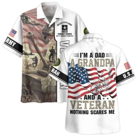 Proudly Served I Am A Dad A Grandpa And A Veteran U.S. Army All Over Prints Oversized Hawaiian Shirt