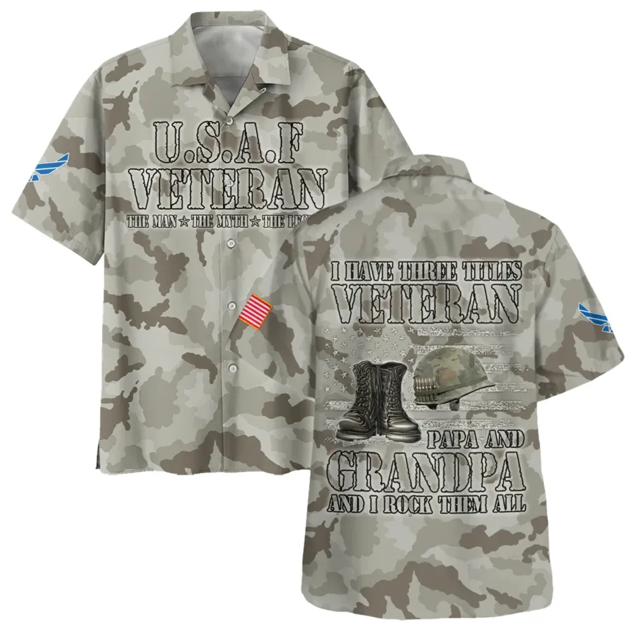 Veteran The Man The Myth The Legend U.S. Air Force All Over Prints Oversized Hawaiian Shirt