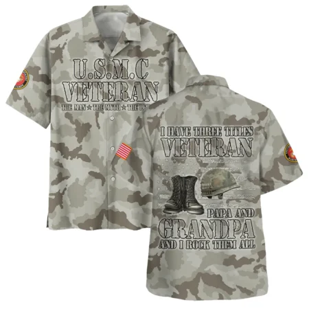 Veteran The Man The Myth The Legend U.S. Marine Corps All Over Prints Oversized Hawaiian Shirt