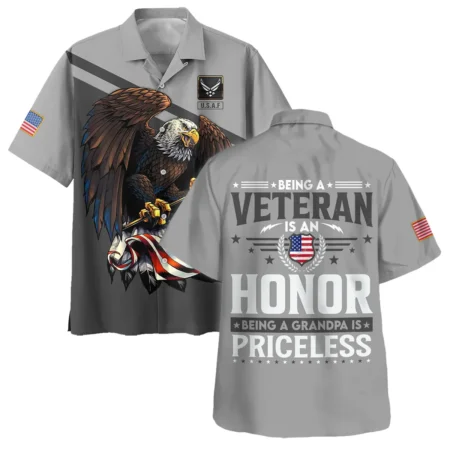 Being A Veteran Is An Honor Being A Grandpa Is Priceless U.S. Air Force All Over Prints Oversized Hawaiian Shirt