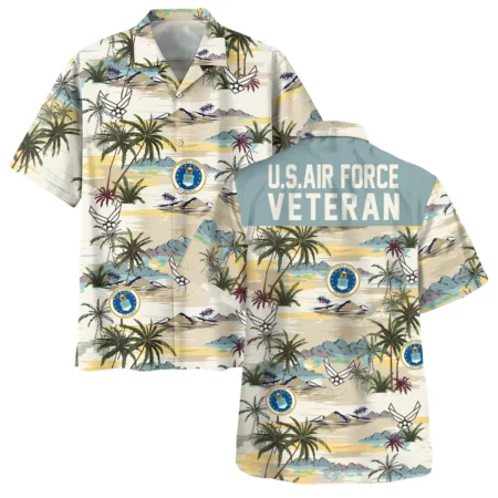 Hawaii Pattern Summer Beach Shirt Veteran U.S. Air Force All Over Prints Oversized Hawaiian Shirt