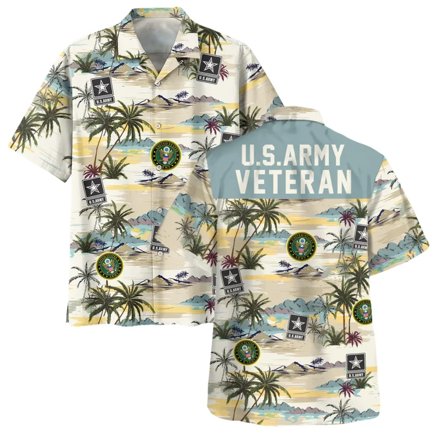 Hawaii Pattern Summer Beach Shirt Veteran U.S. Army All Over Prints Oversized Hawaiian Shirt