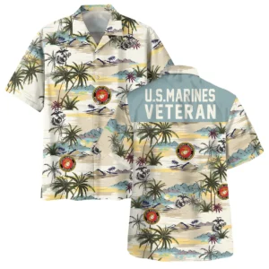 Hawaii Pattern Summer Beach Shirt Veteran U.S. Marine Corps All Over Prints Unisex T-Shirt