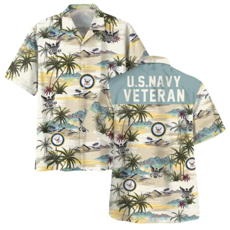 Hawaii Pattern Summer Beach Shirt Veteran U.S. Navy All Over Prints Oversized Hawaiian Shirt