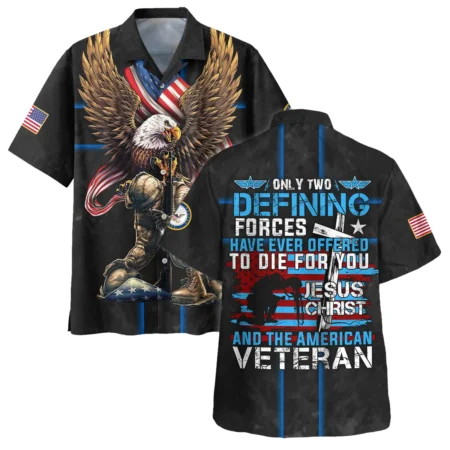 Veteran Only Two Defining Forces Have Ever Offered To Die For You U.S. Navy All Over Prints Oversized Hawaiian Shirt