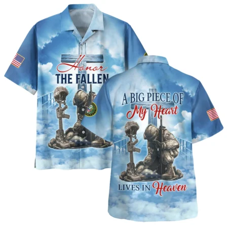 Honor The Fallen Veteran A Big Piece Of My Heart Lives In Heaven U.S. Army All Over Prints Oversized Hawaiian Shirt