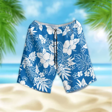 124th U.S. Open Pinehurst Blue White Hibiscus Flower Pattern Callaway Beach Short All Over Prints Gift Loves