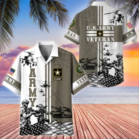 U.S. Army Veteran All Over Prints Oversized Hawaiian Shirt Army Retirees Appreciation Gifts For Military Veterans