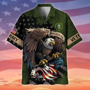 U.S. Army Veteran All Over Prints Oversized Hawaiian Shirt Army Retirees Army Veteran Apparel