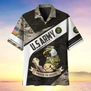 U.S. Army Veteran All Over Prints Oversized Hawaiian Shirt Army Retirees Appreciation Gifts For Military Veterans