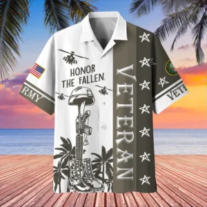 U.S. Army Veteran All Over Prints Oversized Hawaiian Shirt Army Retirees Army Veteran Apparel