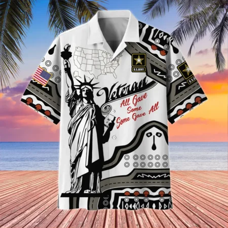 U.S. Army Veteran All Over Prints Oversized Hawaiian Shirt Army Retirees Army Veteran Apparel