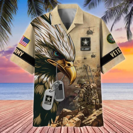 U.S. Army Veteran All Over Prints Oversized Hawaiian Shirt Army Retirees Army Veteran Apparel