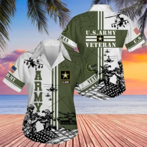 U.S. Army Veteran All Over Prints Oversized Hawaiian Shirt Army Retirees Army Veteran Apparel