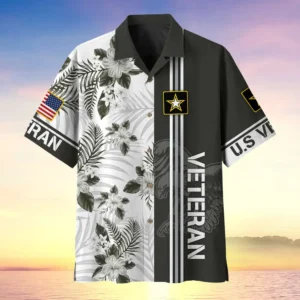 U.S. Army Veteran All Over Prints Oversized Hawaiian Shirt Army Retirees Military Inspired Clothing For Veterans