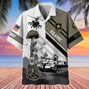 U.S. Army Veteran All Over Prints Oversized Hawaiian Shirt Army Retirees Military Inspired Clothing For Veterans