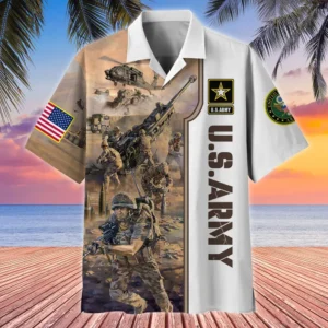 U.S. Army Veteran All Over Prints Oversized Hawaiian Shirt Army Retirees Patriotic Clothing For Veteran Events