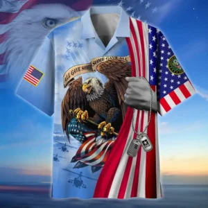 U.S. Army Veteran All Over Prints Oversized Hawaiian Shirt Army Retirees Patriotic Clothing For Veteran Events