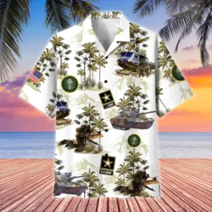 U.S. Army Veteran All Over Prints Oversized Hawaiian Shirt Army Retirees Patriotic Clothing For Veteran Events