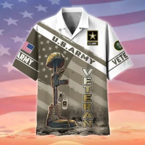 U.S. Army Veteran All Over Prints Oversized Hawaiian Shirt Army Retirees Patriotic Clothing For Veteran Events